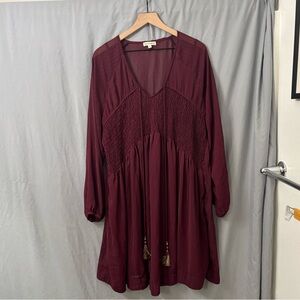 Love on a Hanger Deep Burgundy Long Sleeve Dress